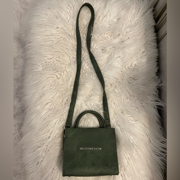 Brandon Blackwood "End Systemic Racism" ESR Tote in Wax Denim Hunter Green - Picture 2 of 5
